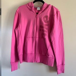 Nike | Hot Pink Zip Up Hoodie Solid Casual Cotton Blend Athletic Sweater, L